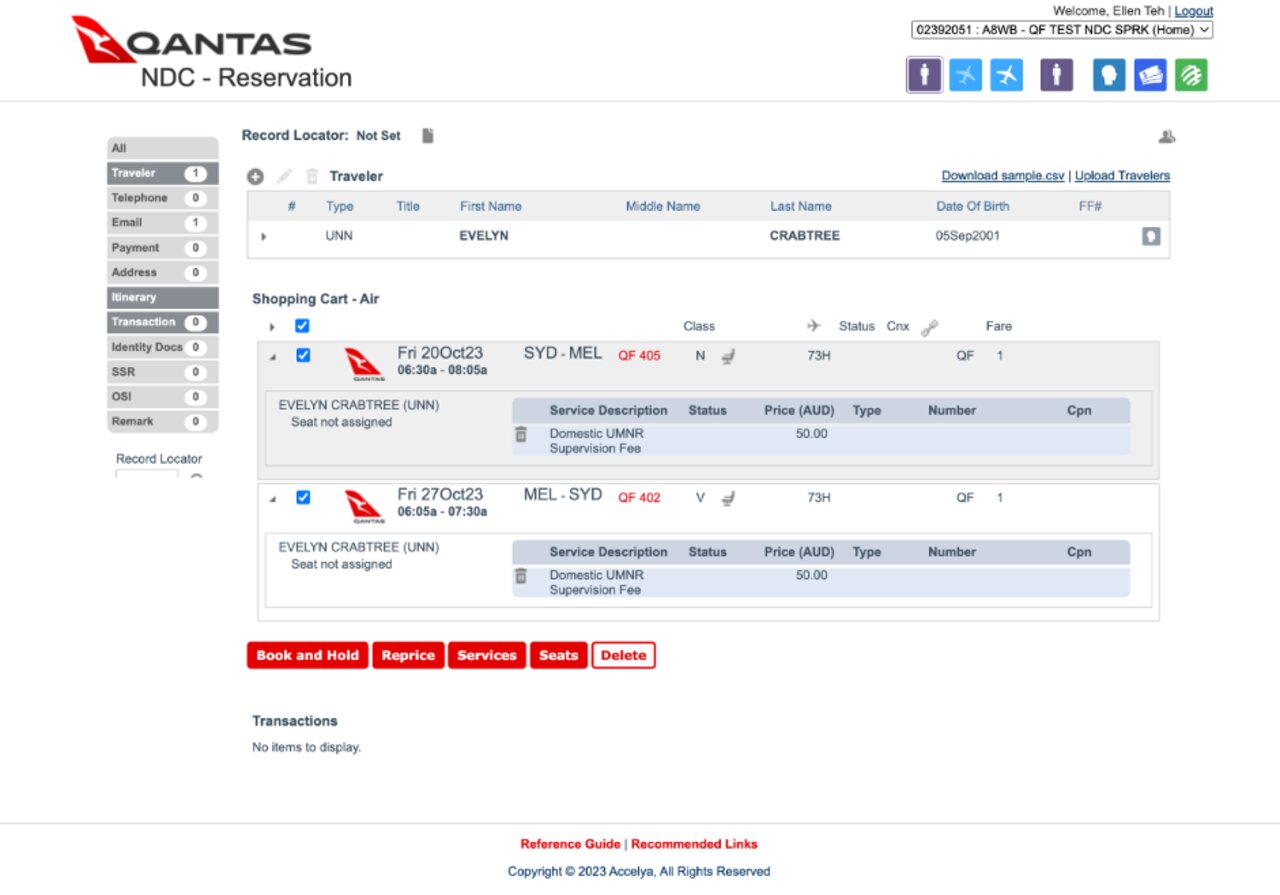 Reservation screen showing Book and Hold to reserve service