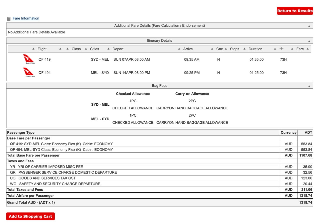 Expand addtional fare information