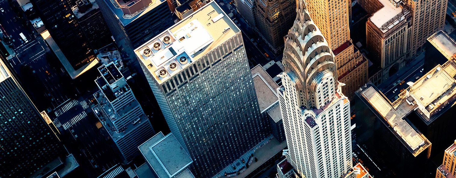 Aerial of Chrysler building New York