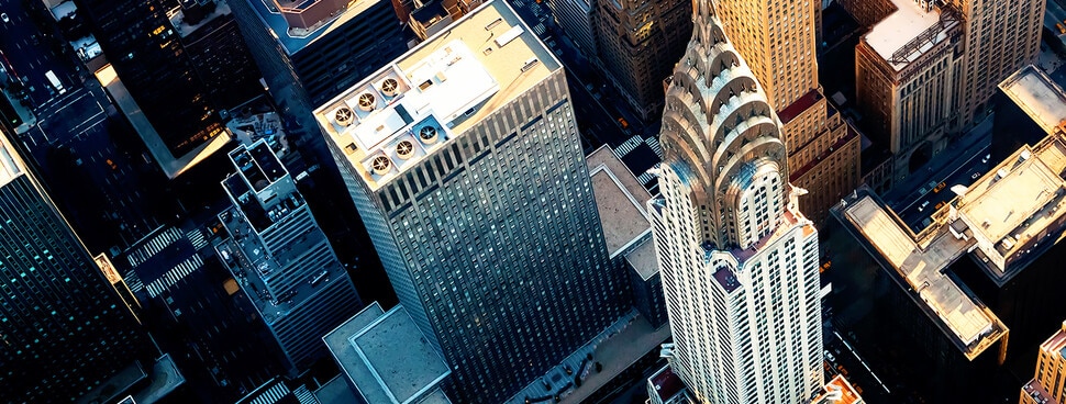 Aerial of Chrysler building New York