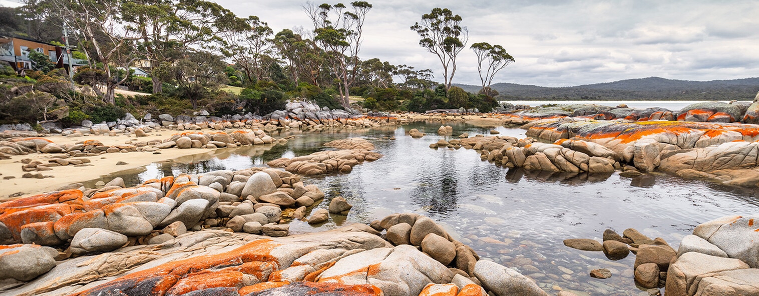 Panorama of the Tasmanian Bay of Fires Ausatralia