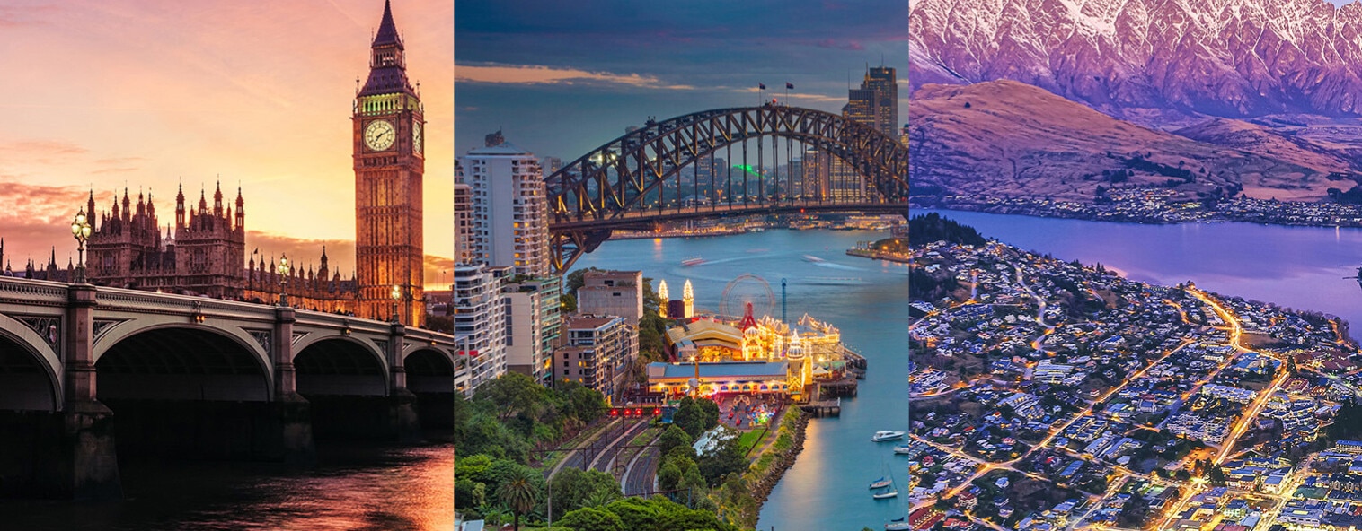 Collage of different destinations