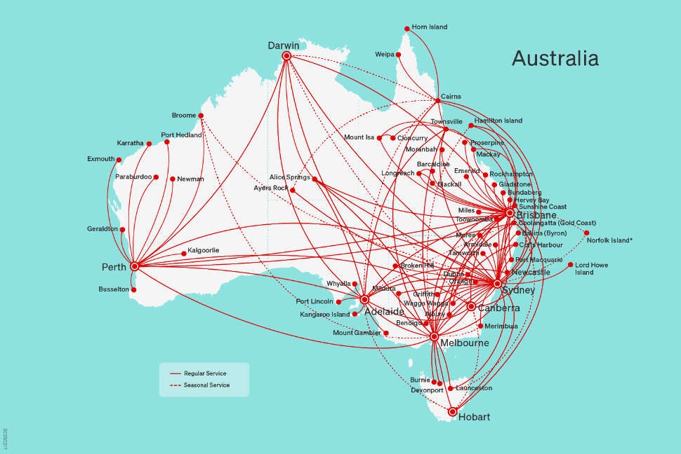 Qantas domestic flight network