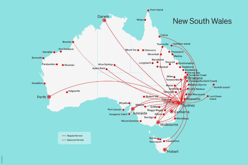 Direct flights to/from and within New South Wales