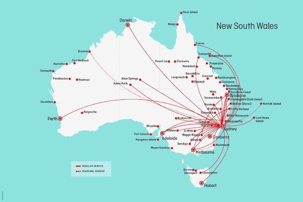 Direct flights to/from and within New South Wales