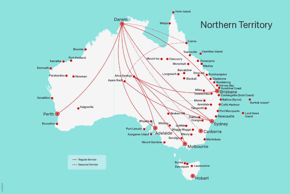 Direct flights to/from and within the Northern Territory