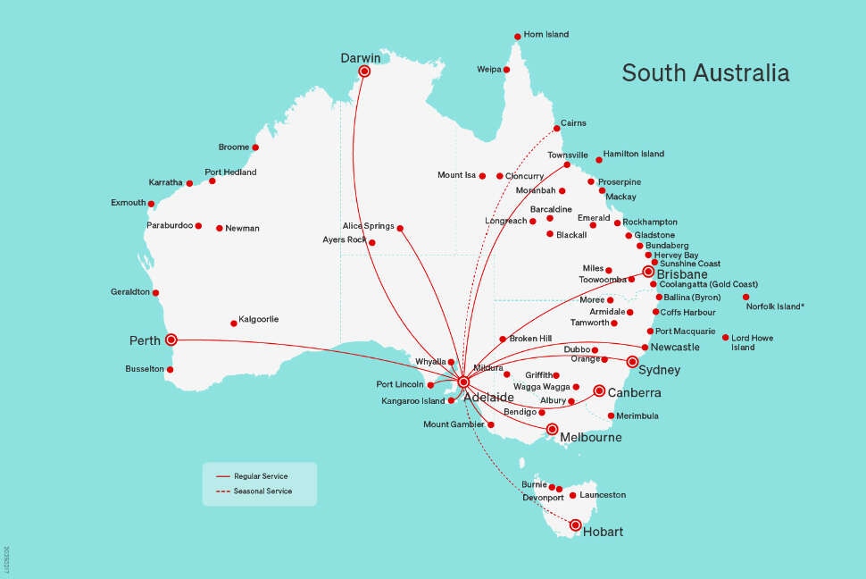 Direct flights to/from and within South Australia