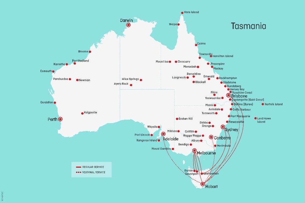 Direct flights to/from Tasmania