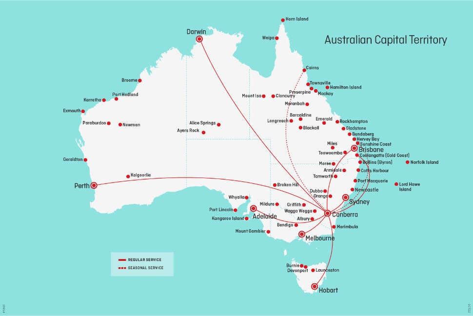 Direct flights to/from and within the Australian Capital Territory