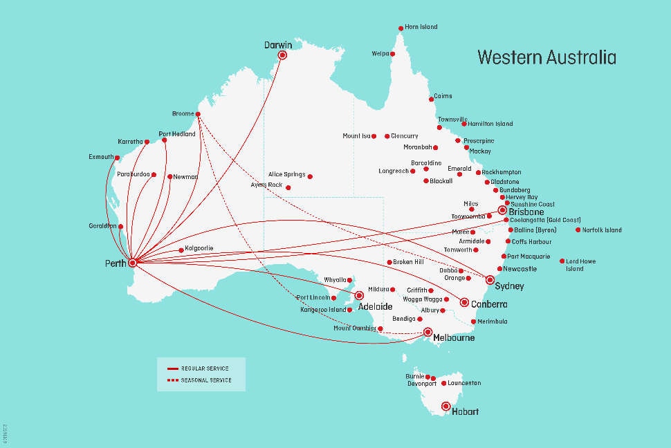 Direct flights to/from and within Western Australia