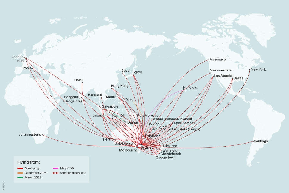 Qantas international flight network