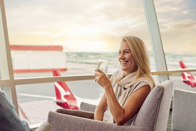 Qantas lounge at Sydney Airport