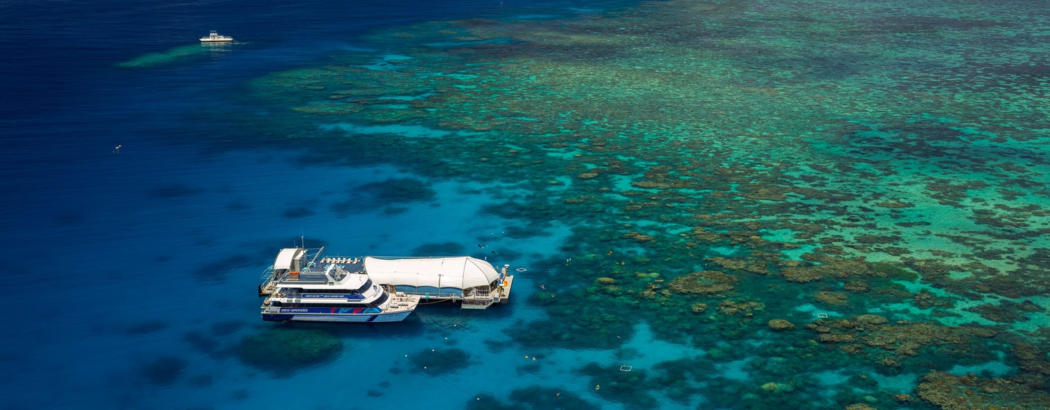 Aerial view of Quicksilver on the Great Barrier Reef