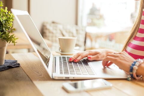 Woman using a laptop