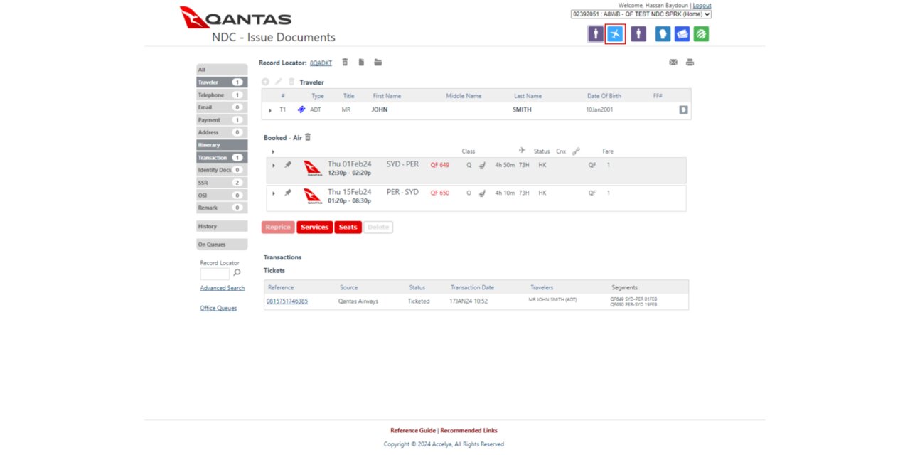 Retrieve booking screen on the Qantas Distribution Platform portal